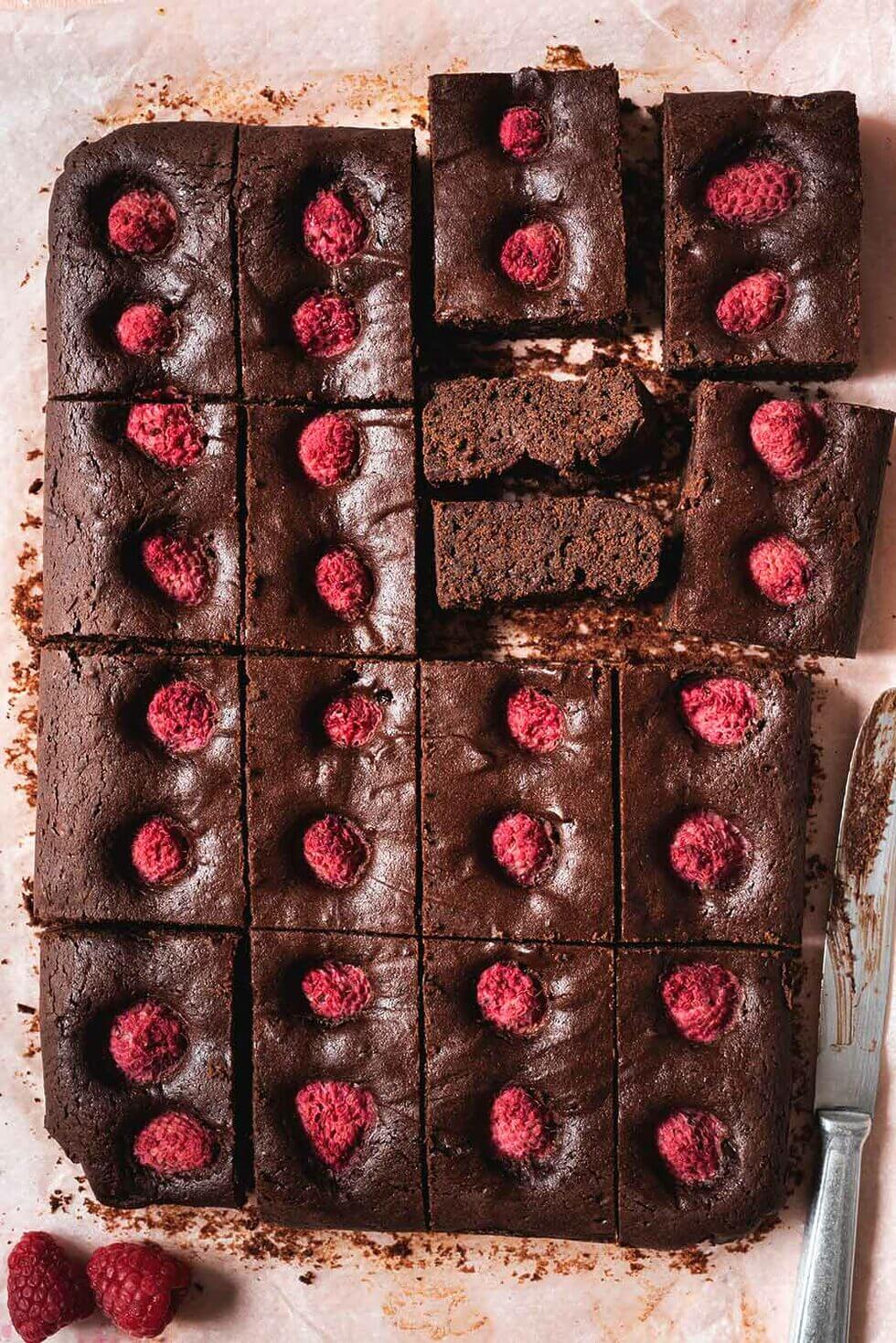 Brownie Con Frambuesas Muy Chocolateado