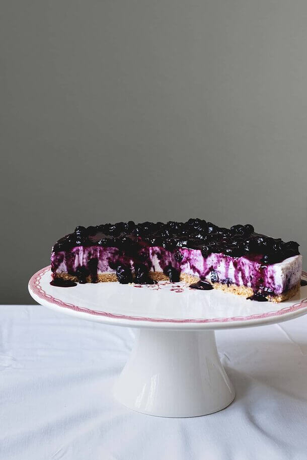 Tarta de queso de arándanos sin horno